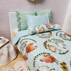Farmhouse Cottagecore Bedding Set Miniature Dollhouse 1:12 Scale